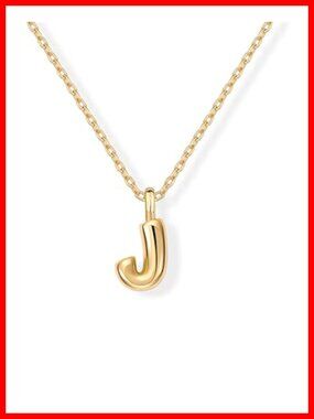 14K Gold Plated Bubble Initial J Pendant Necklace Hypoallergenic